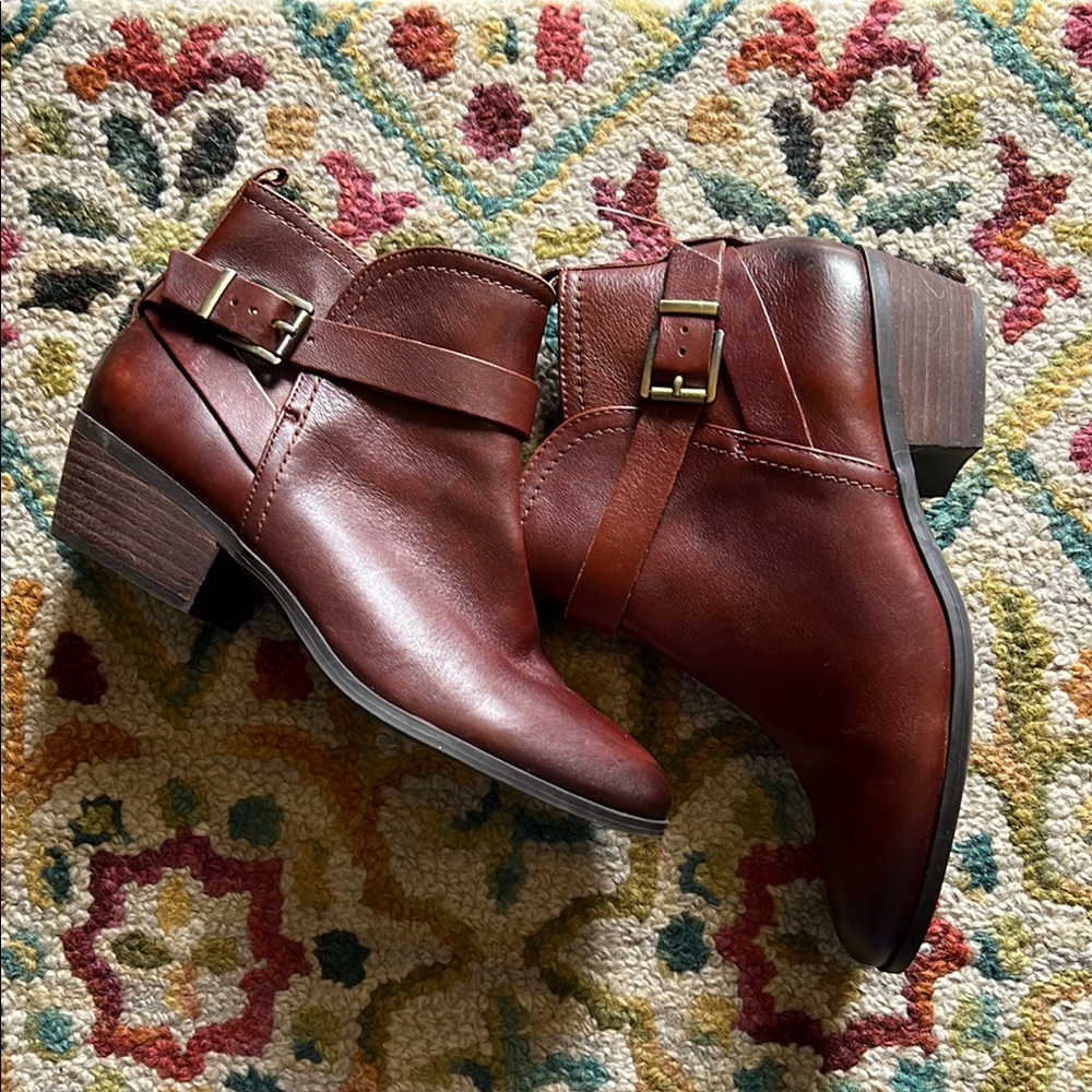 Tory Burch Brown Ankle Booties with Buckle Straps